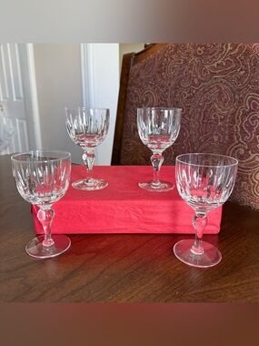 Set of 4 Stuart Crystal Hand Blown Hampshire Port Wine Glasses Vertical Lines